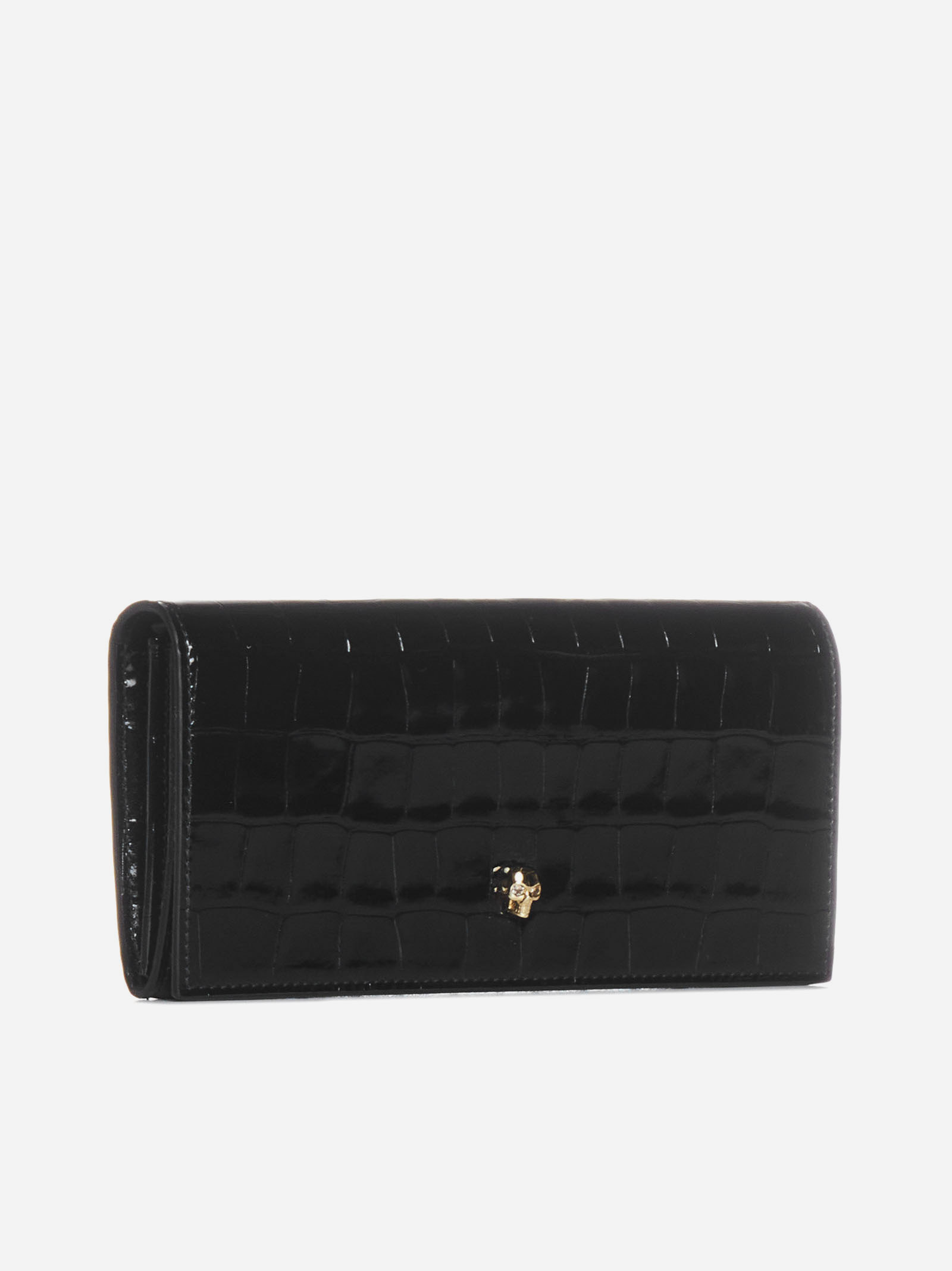 ALEXANDER MCQUEEN Borsa Skull a portafoglio in vernice effetto coccodrillo I Più Venduti
