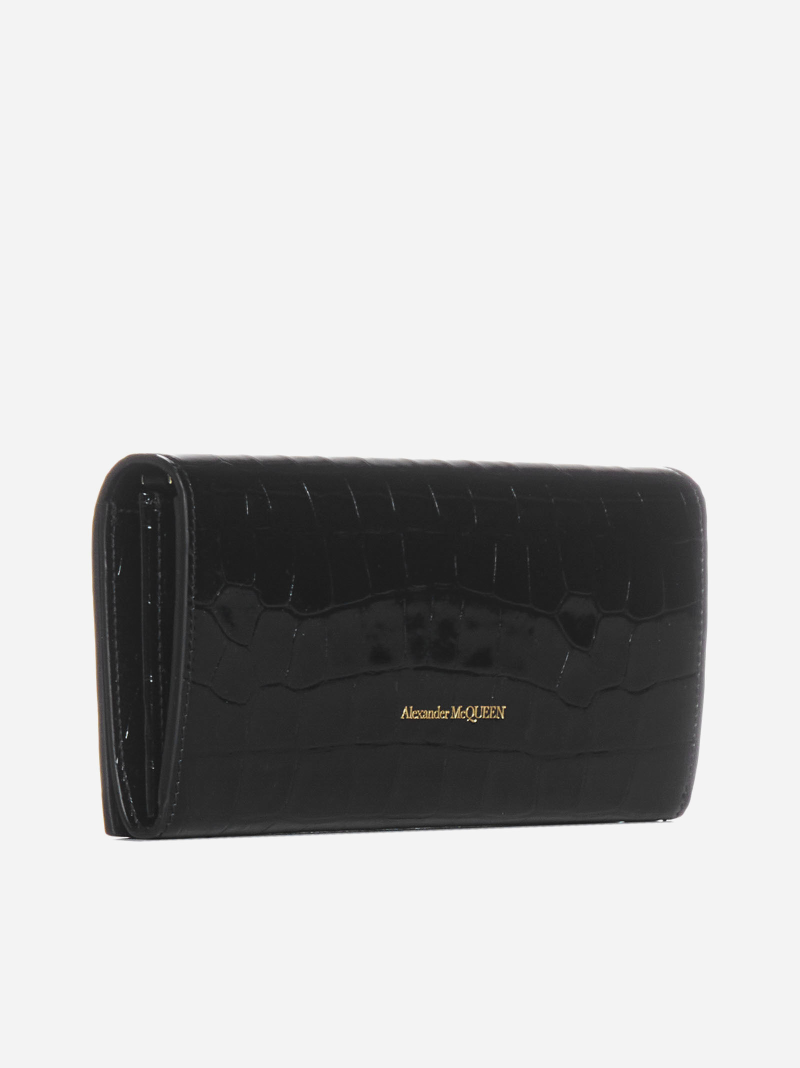 ALEXANDER MCQUEEN Borsa Skull a portafoglio in vernice effetto coccodrillo I Più Venduti