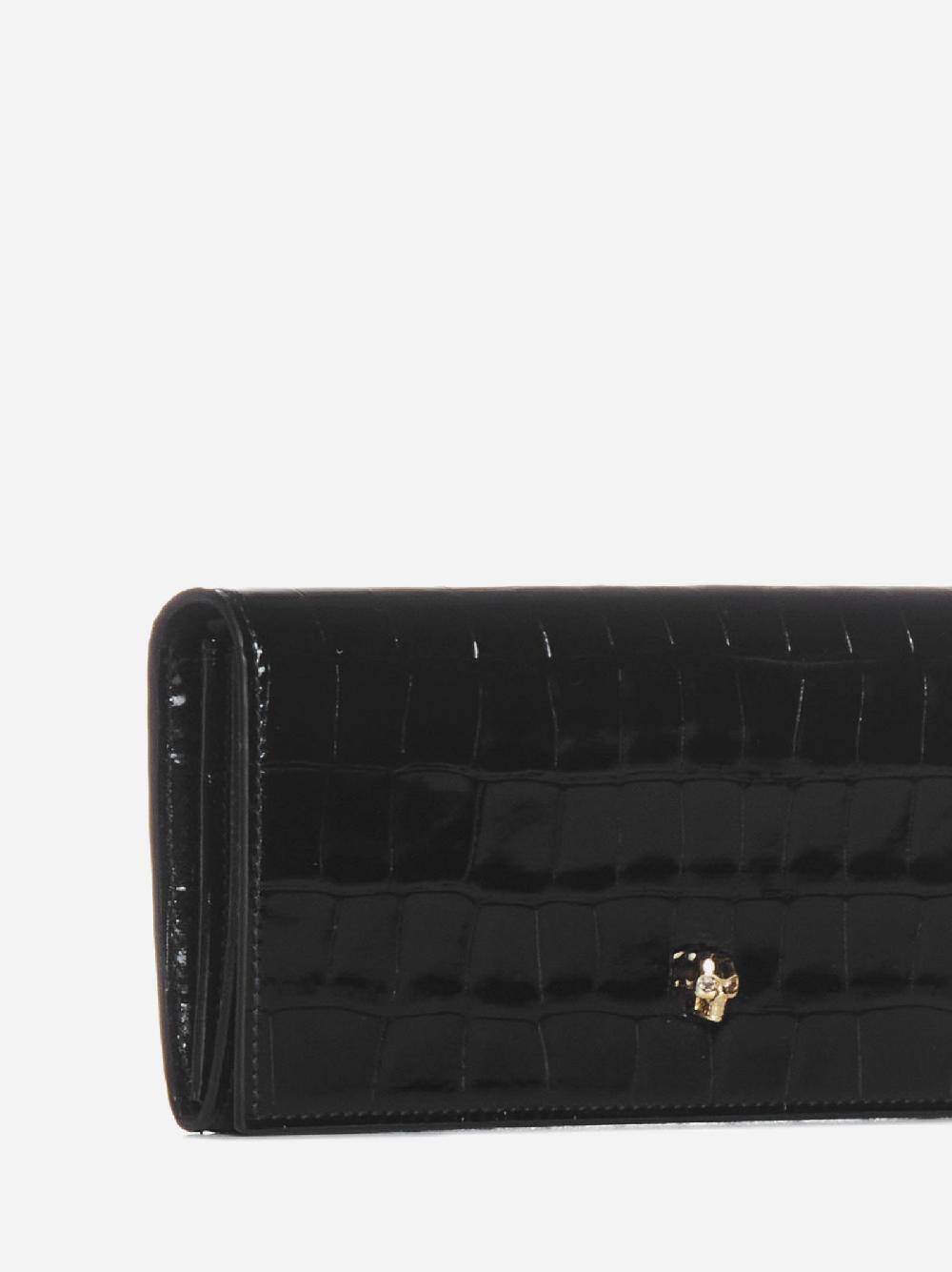 ALEXANDER MCQUEEN Borsa Skull a portafoglio in vernice effetto coccodrillo I Più Venduti