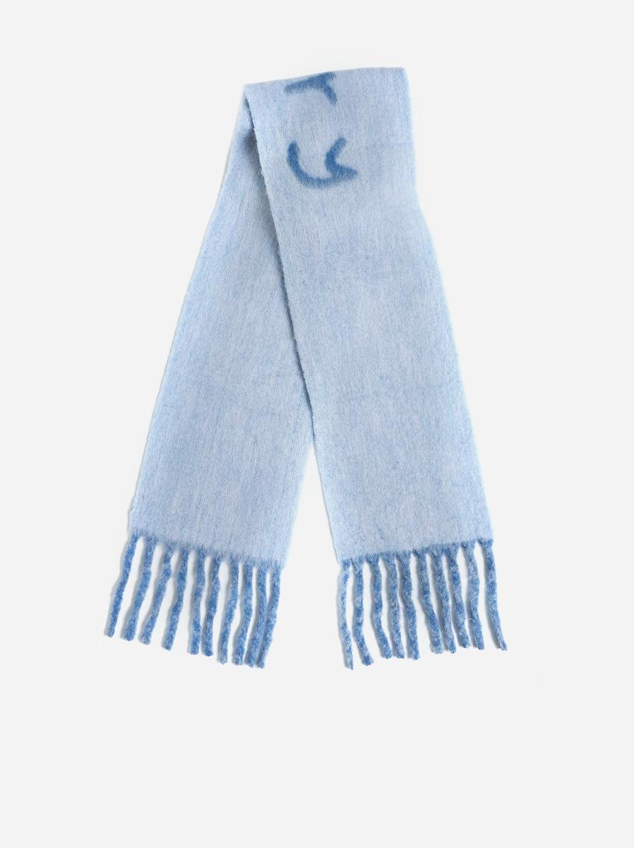 BURBERRY Sciarpa reversibile azzurra con logo In Vendita