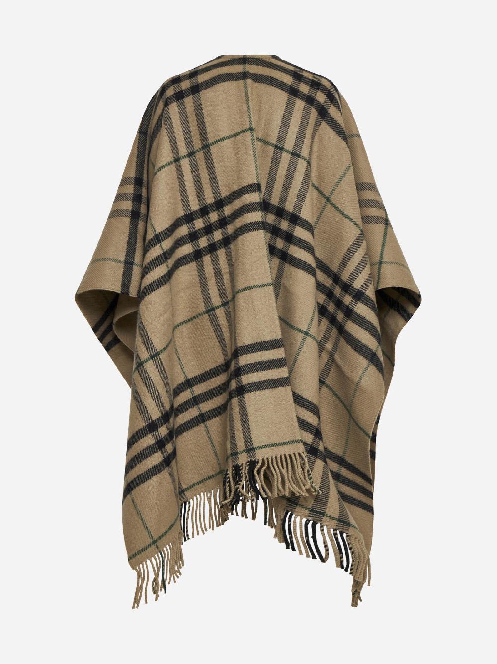 BURBERRY Mantella in lana e cashmere Check beige Offerte