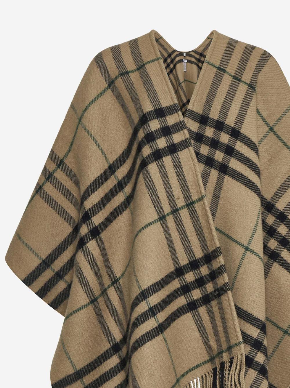 BURBERRY Mantella in lana e cashmere Check beige Offerte
