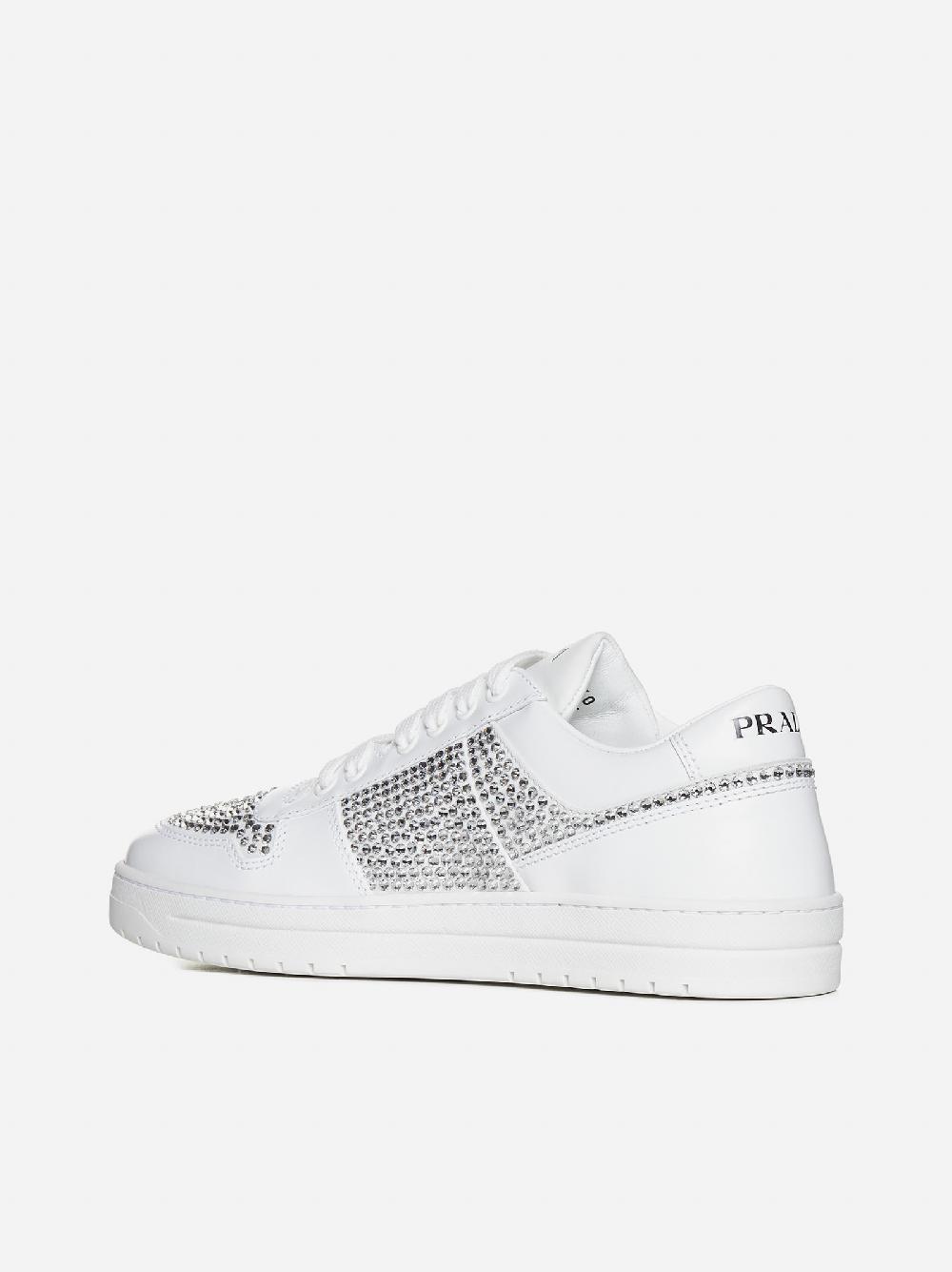 PRADA Sneakers Downtown in pelle con strass Nuovo