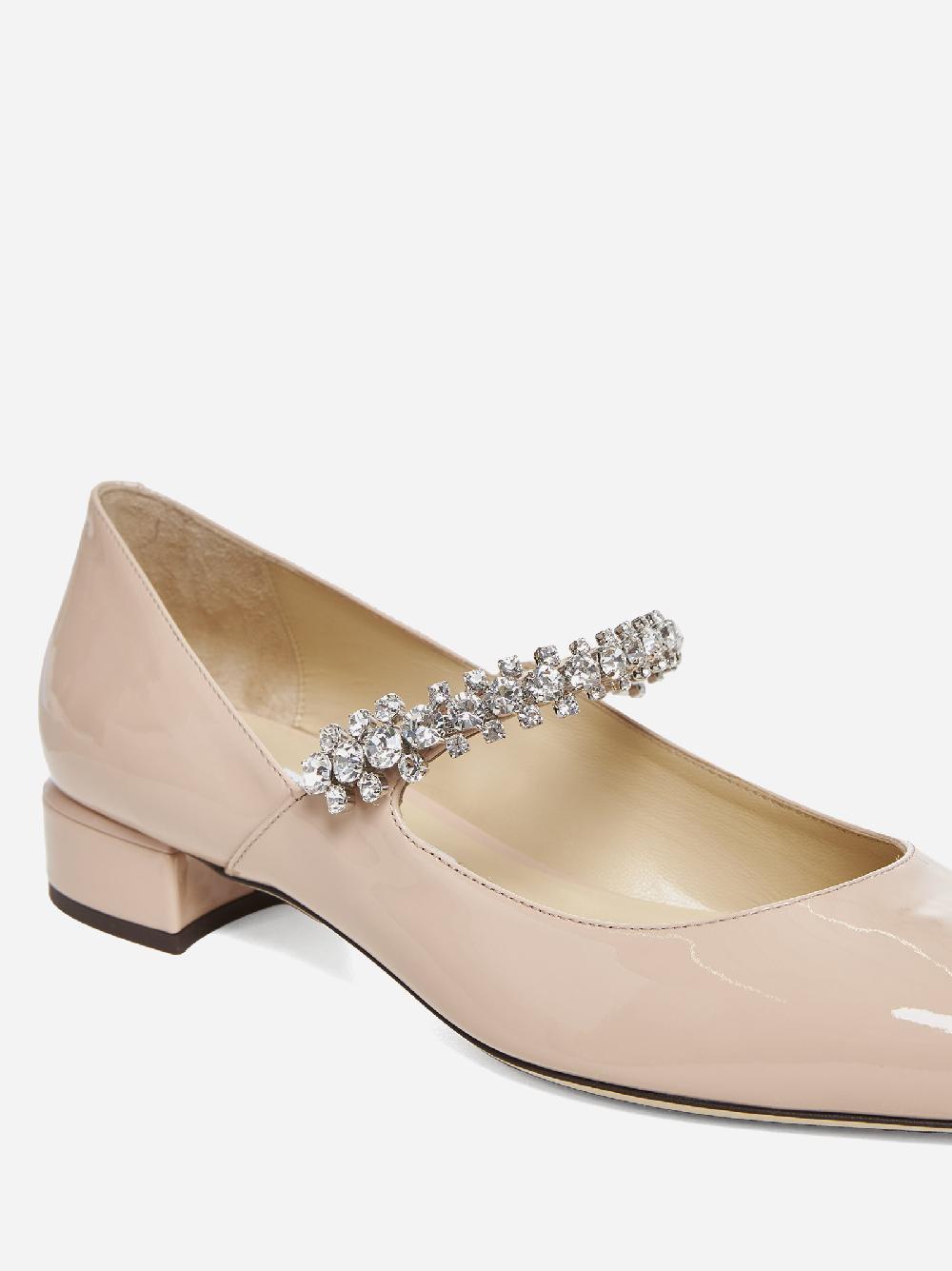 JIMMY CHOO Decollete’ flat Bing in vernice con cristalli I Più Venduti
