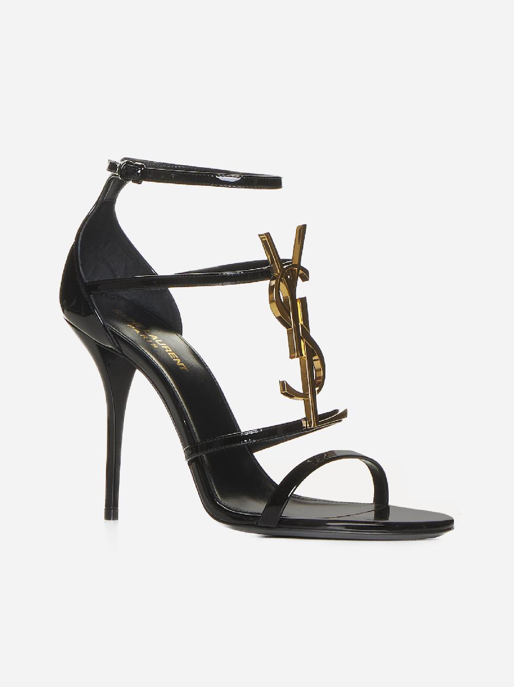 SAINT LAURENT Sandali Cassandra in vernice con logo YSL Soddisfazione Garantita