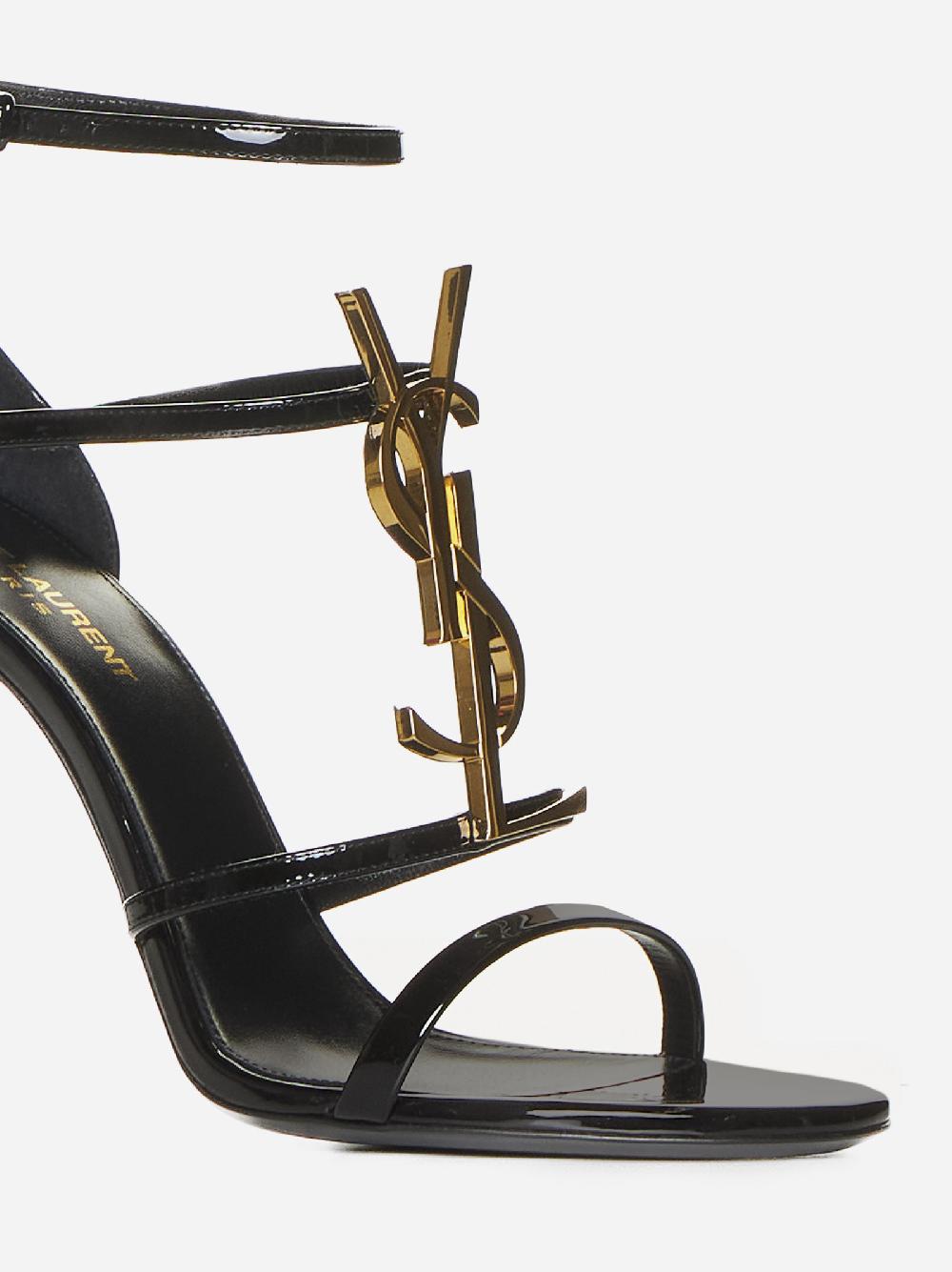 SAINT LAURENT Sandali Cassandra in vernice con logo YSL Soddisfazione Garantita