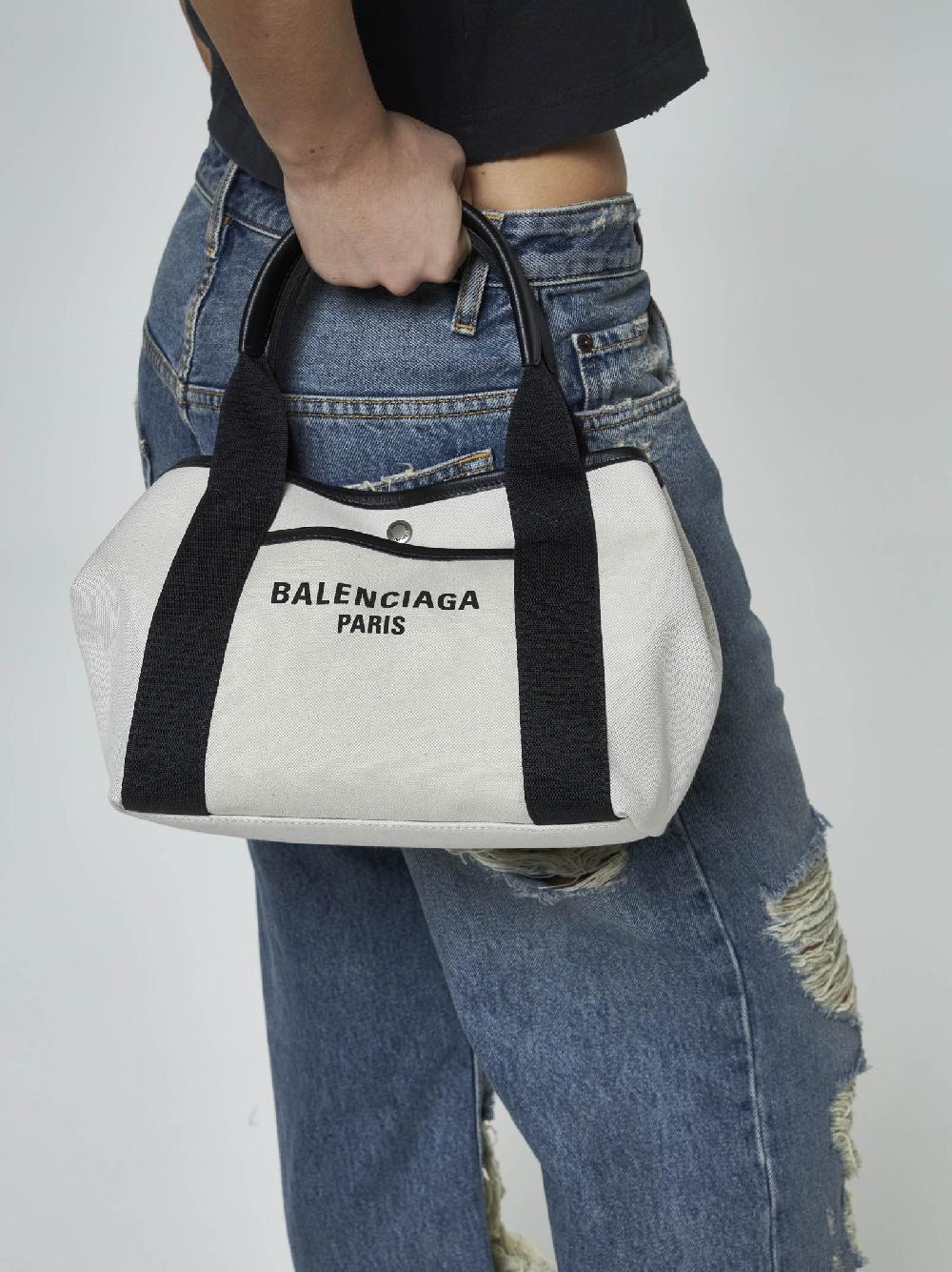 BALENCIAGA Borsa tote Biarritz piccola in tela Prezzo Ridotto