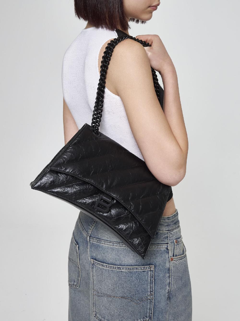 BALENCIAGA Borsa Crush Chain media in pelle Novità