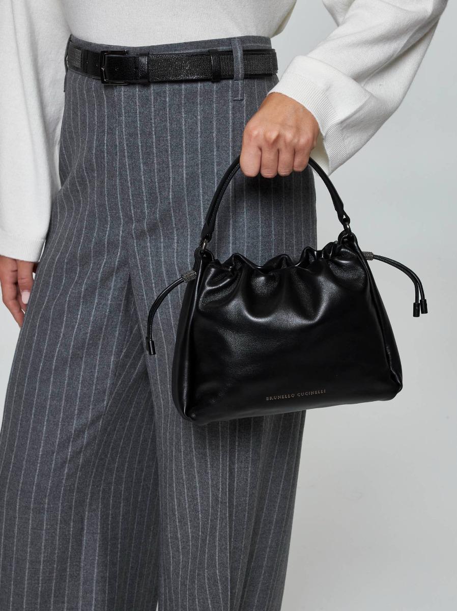 BRUNELLO CUCINELLI Borsa a mano Bucket Mellow piccola nera 2025