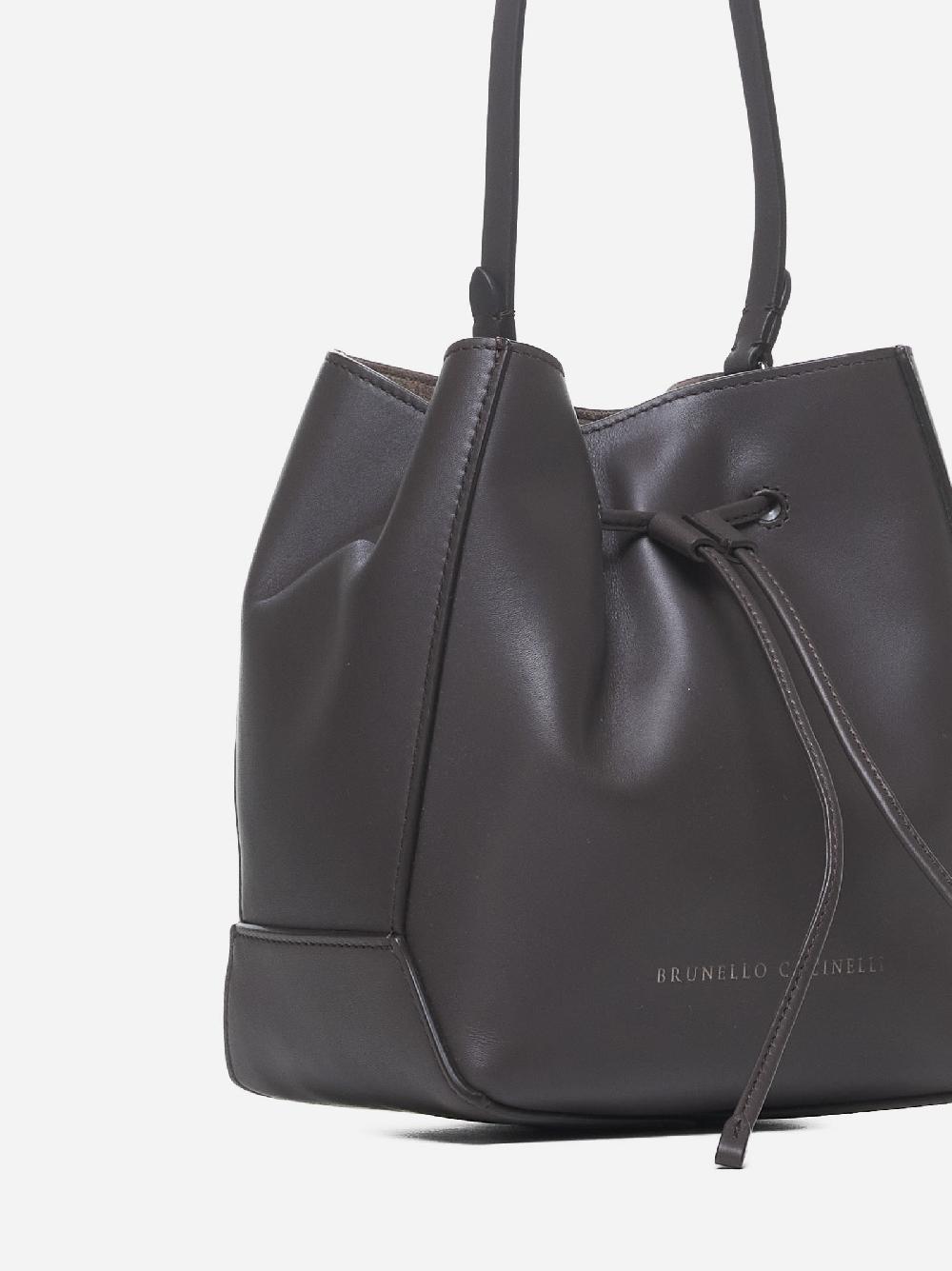 BRUNELLO CUCINELLI Borsa a secchiello piccola in pelle Sottocosto