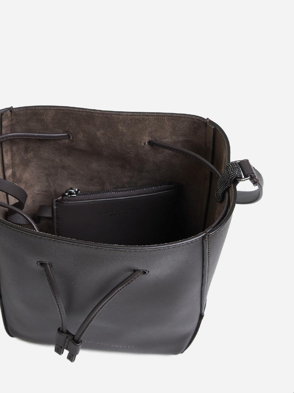 BRUNELLO CUCINELLI Borsa a secchiello piccola in pelle Sottocosto