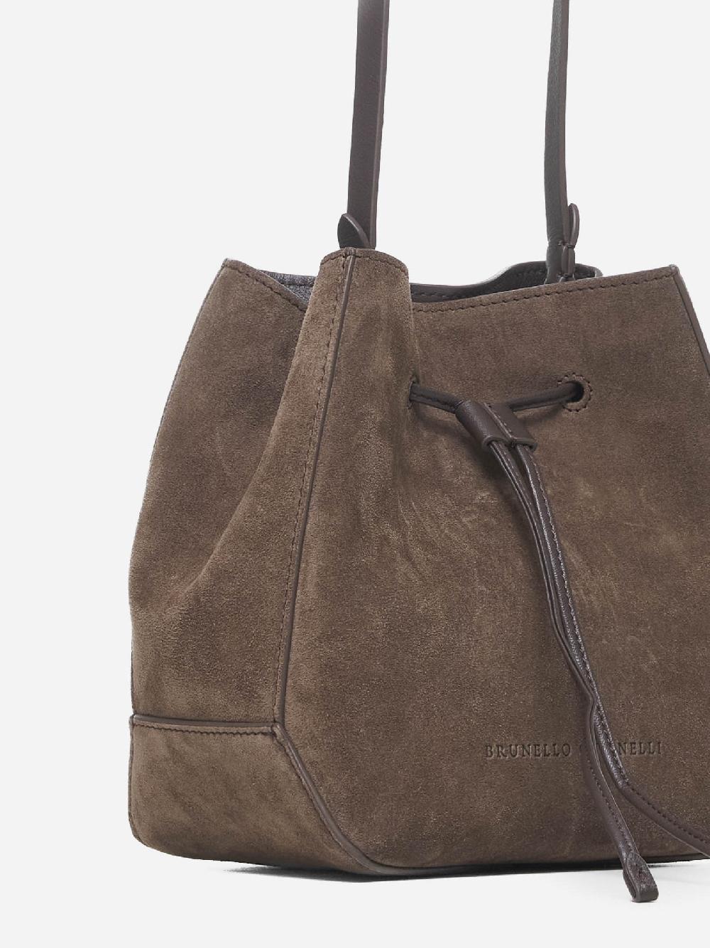 BRUNELLO CUCINELLI Borsa a secchiello piccola in suede In Vendita