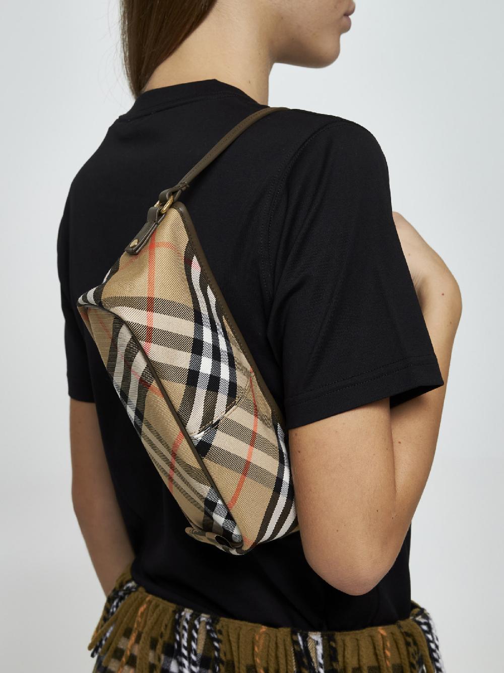 BURBERRY Borsa Baguette in tela check Saldi