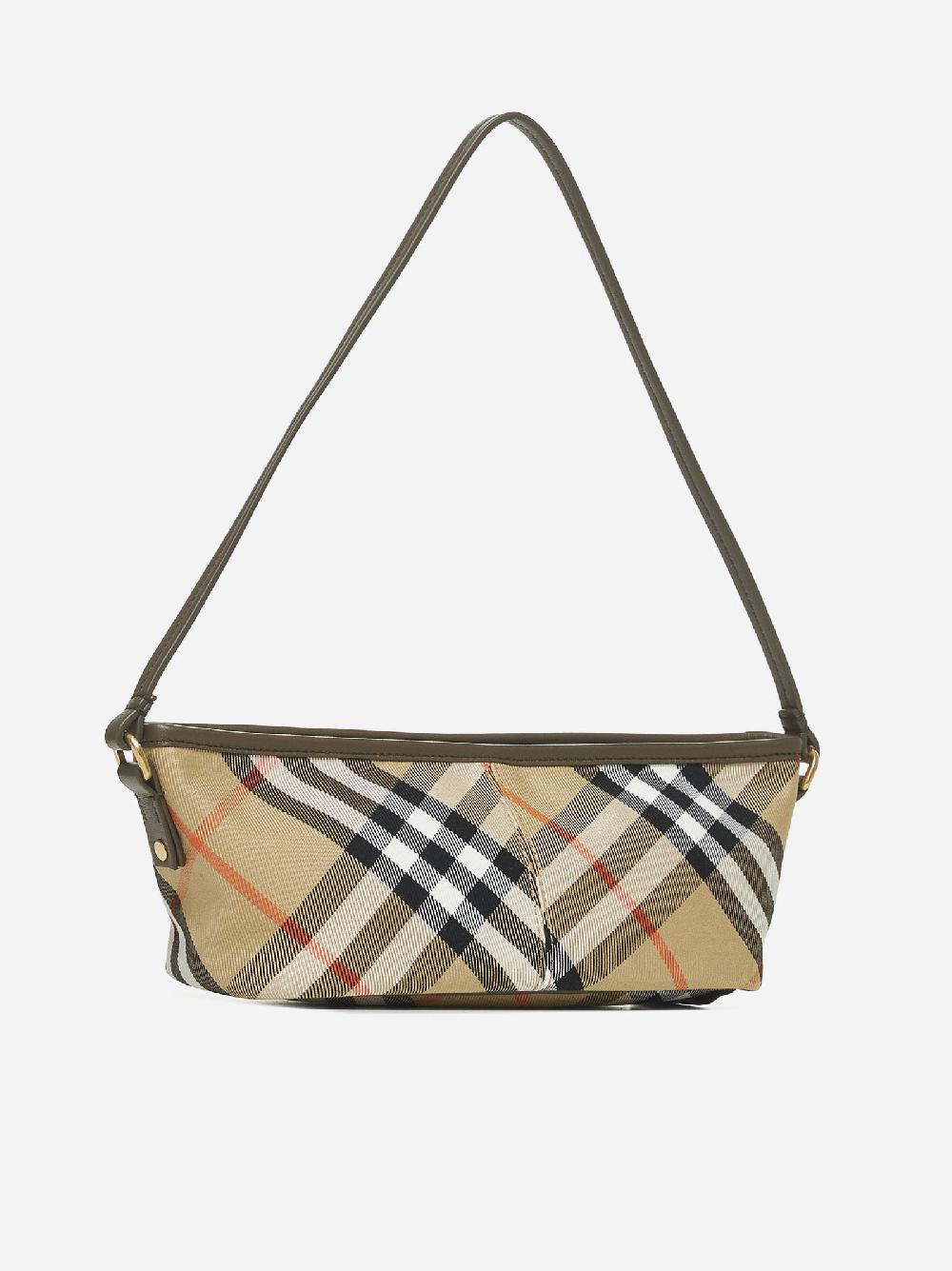 BURBERRY Borsa Baguette in tela check Saldi