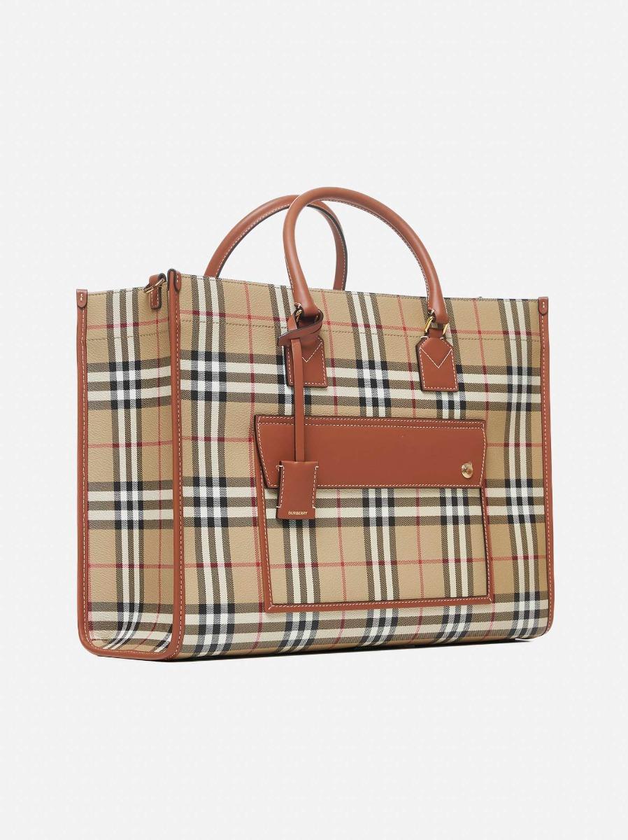BURBERRY Tote Freya media beige Vendita Calda