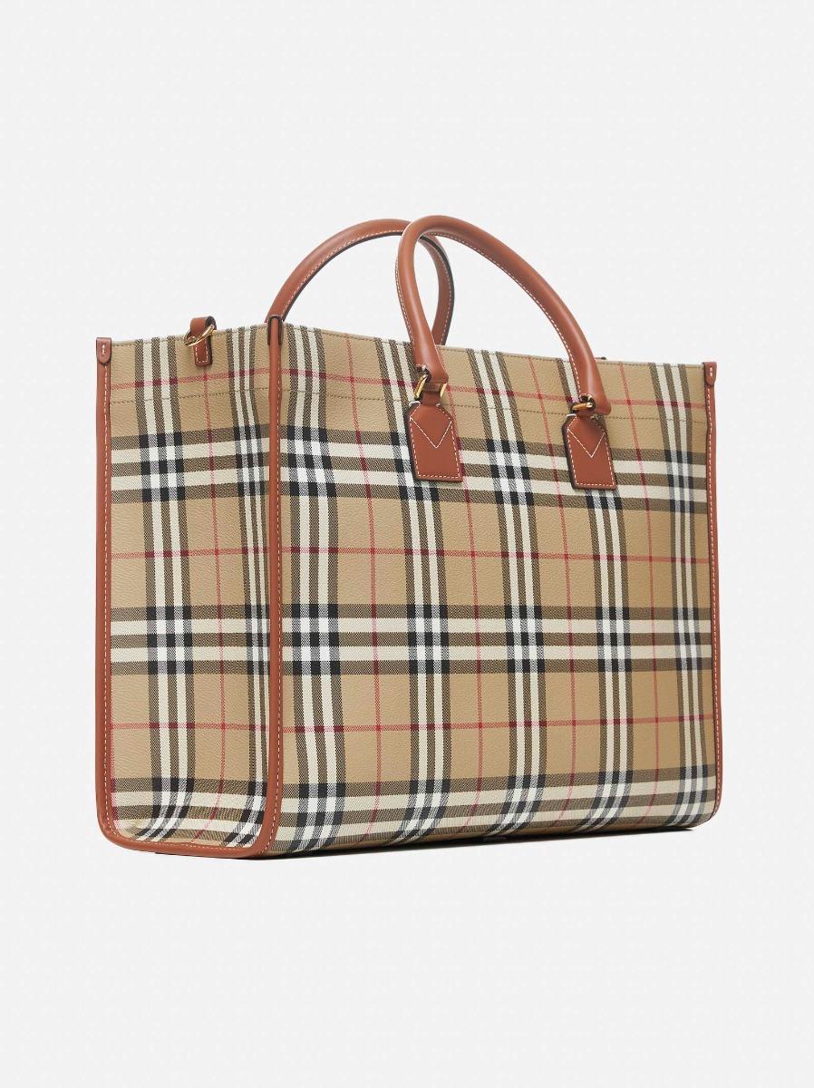 BURBERRY Tote Freya media beige Vendita Calda