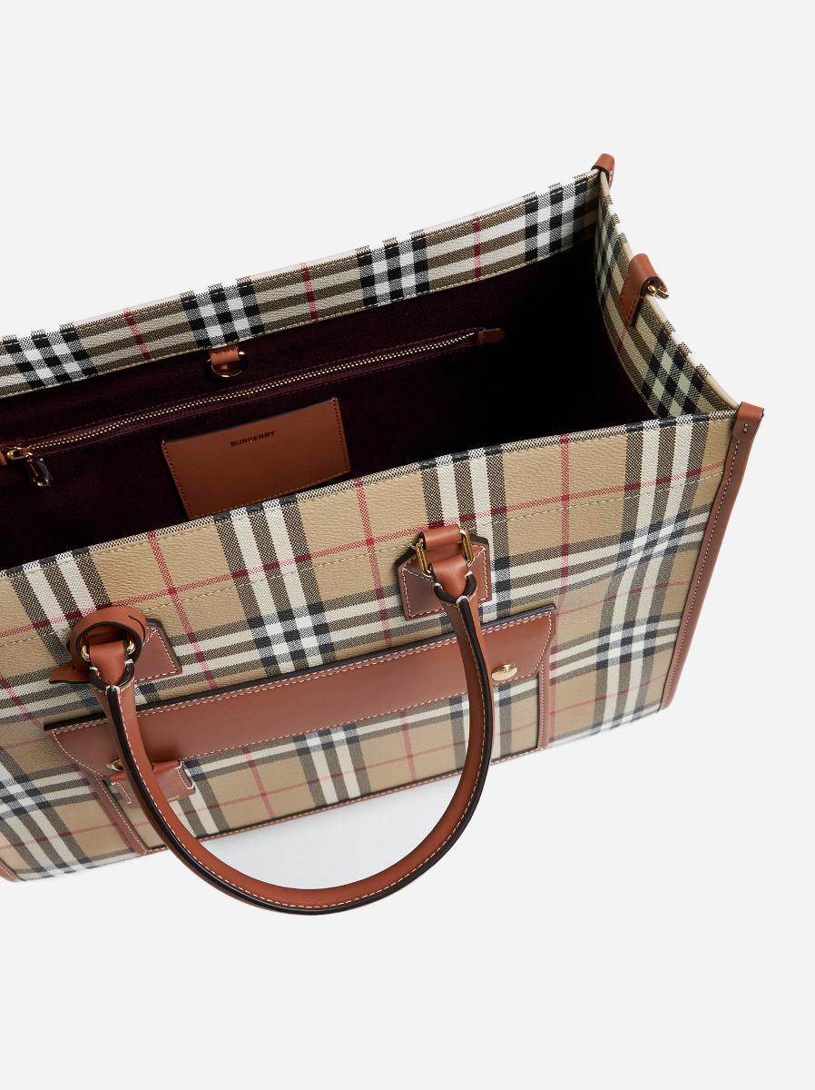 BURBERRY Tote Freya media beige Vendita Calda