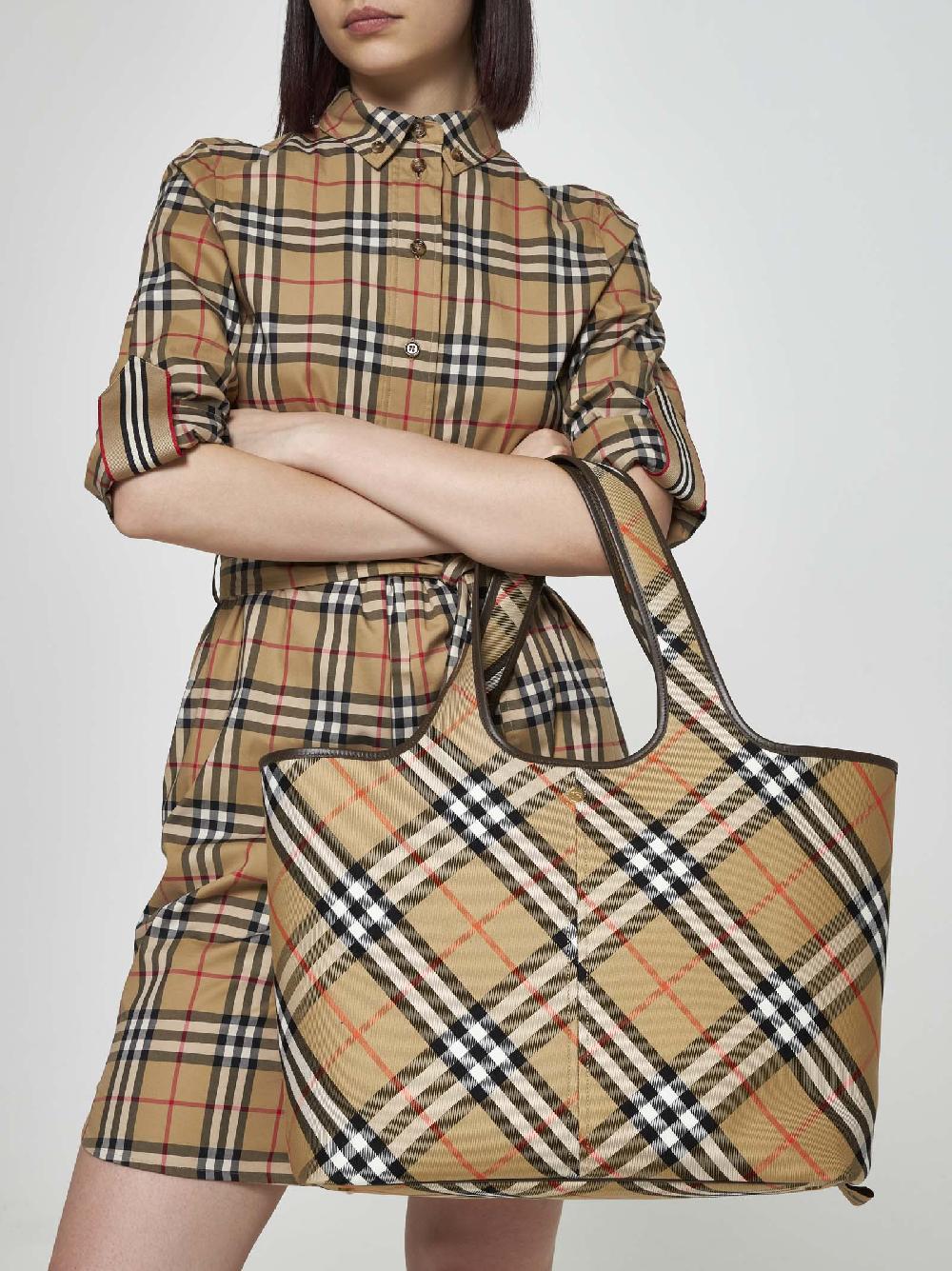 BURBERRY Borsa tote media in tela Check Vendita Economica