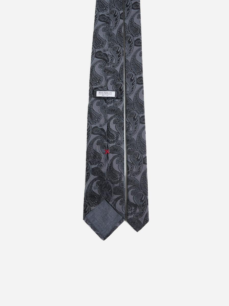 BRUNELLO CUCINELLI Cravatta in Paisley jacquard di seta Spedizione Gratuita
