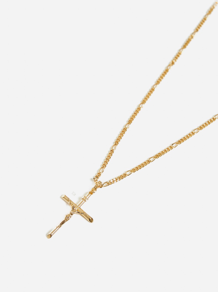 DOLCE & GABBANA Collana in ottone dorato con ciondolo croce Soddisfazione Garantita