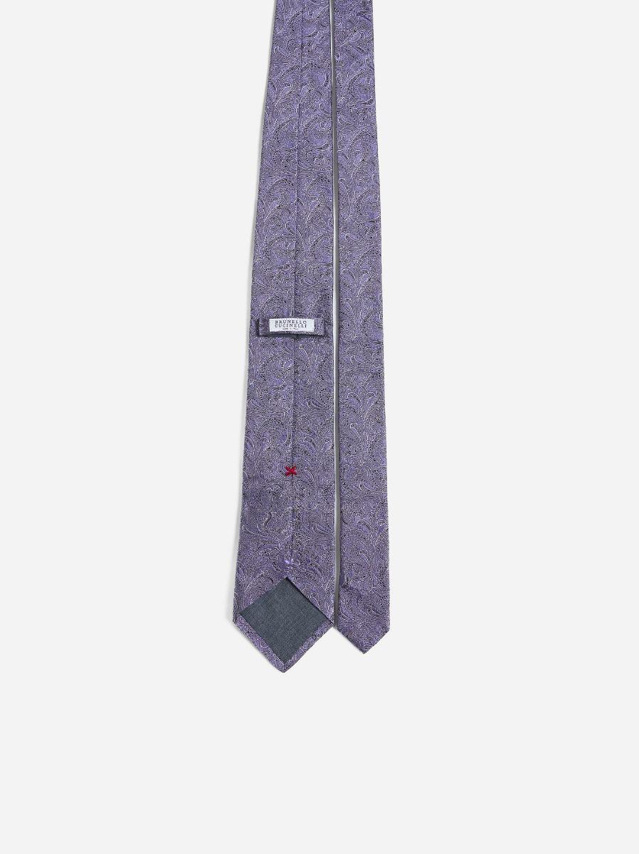 BRUNELLO CUCINELLI Cravatta in Paisley jacquard di seta Shopping Online