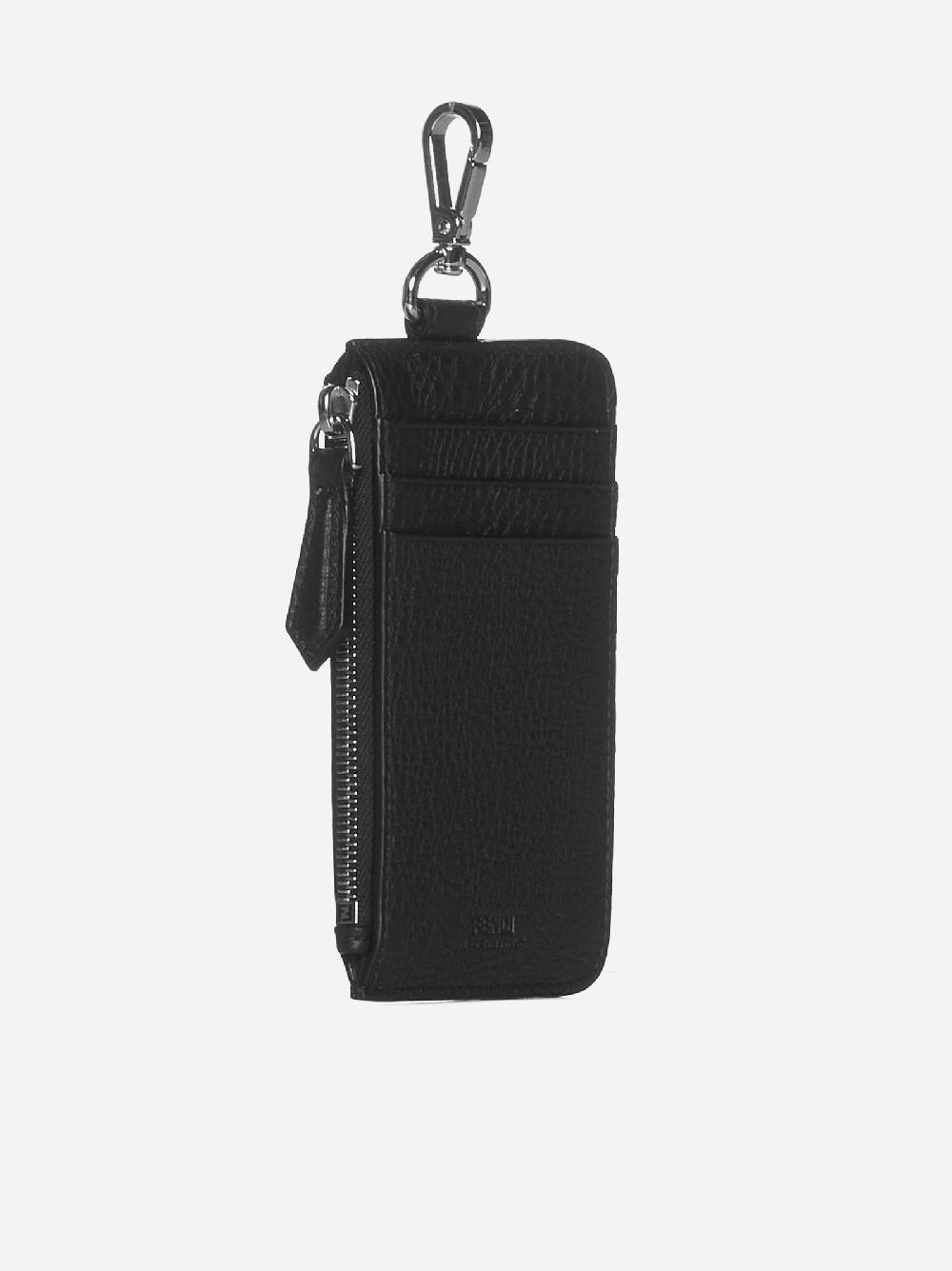 FENDI Portacarte in pelle con logo Outlet