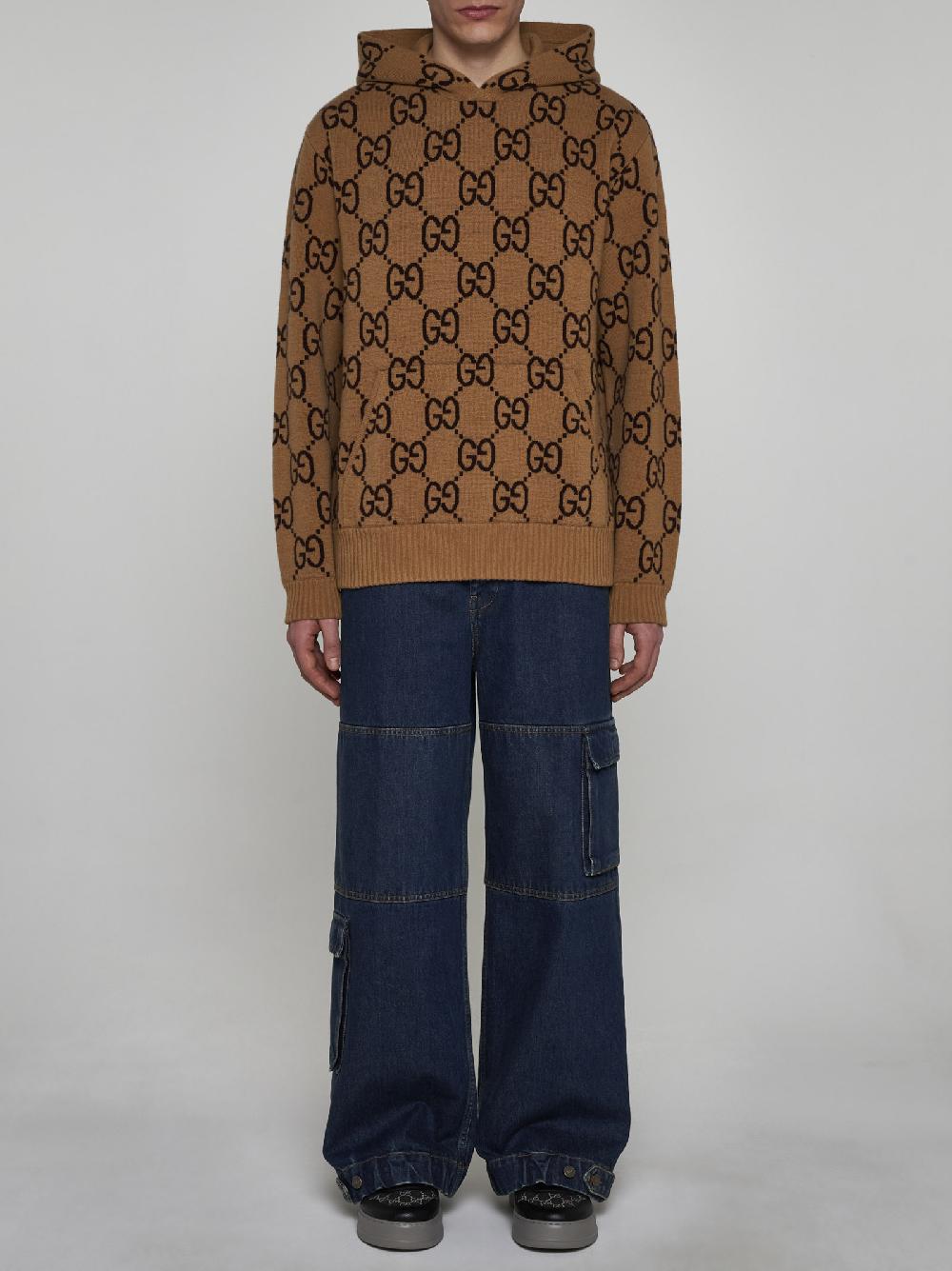 GUCCI Pull in lana GG con cappuccio Soddisfazione Garantita