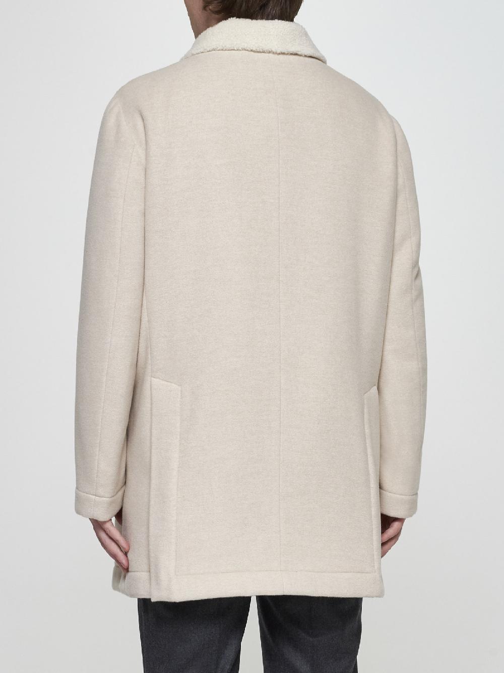 BRUNELLO CUCINELLI Caban in cashmere avorio con fodera in shearling Shopping Online