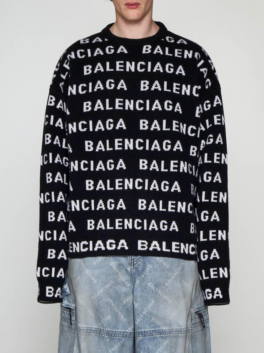 BALENCIAGA Pull in lana con logo Prezzo Ridotto