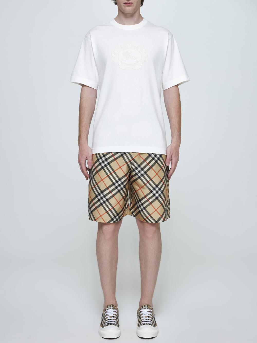 BURBERRY Shorts in seta a stampa check Vendita Calda