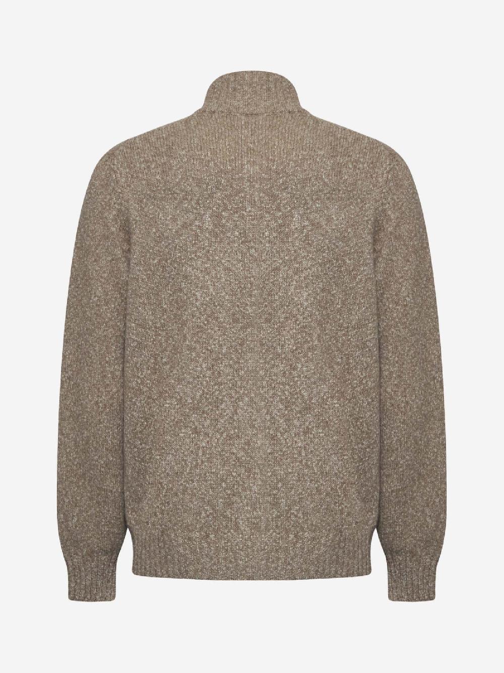 BRUNELLO CUCINELLI Cardigan in maglia mélange di lana e cashmere beige Italia