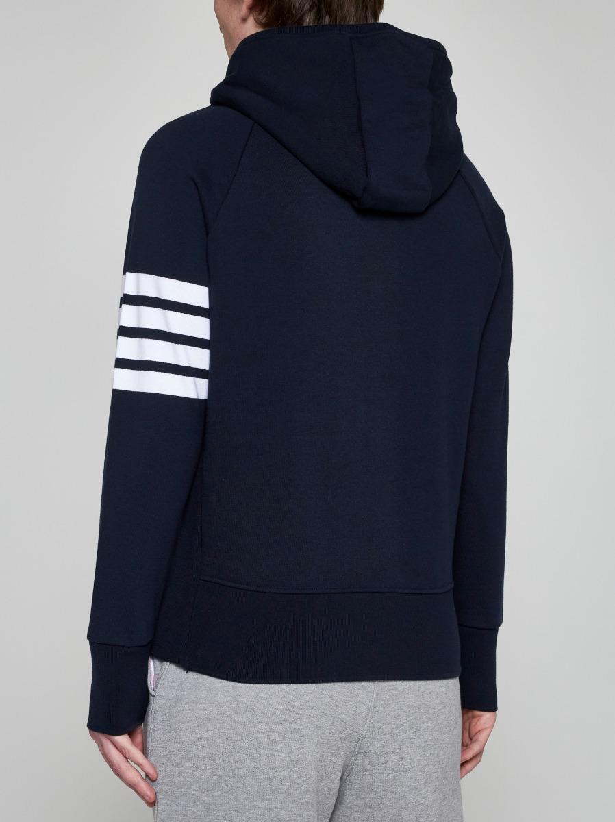 THOM BROWNE Felpa in cotone con zip e 4-Bar Nuovo
