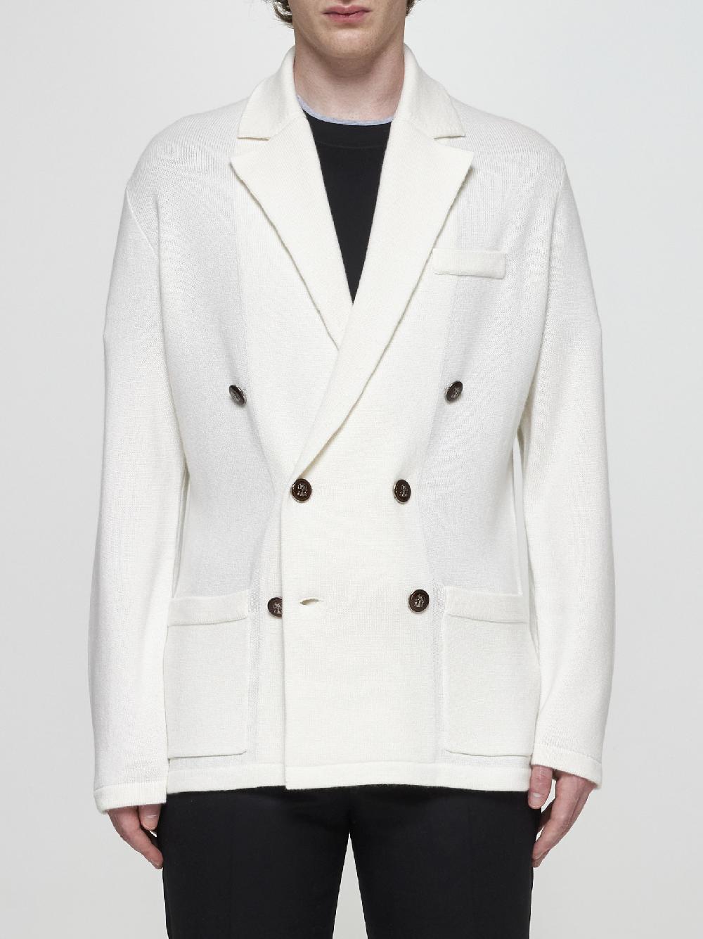 BRUNELLO CUCINELLI Cardigan stile giacca in cashmere bianco Fino Al -60%