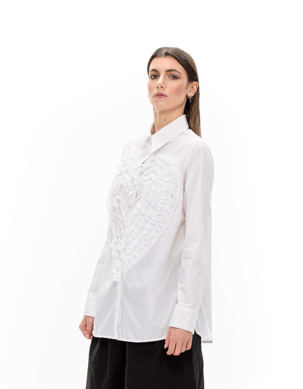 ROSÈ A POIS ENDORA Camicia bianca maxi-cuore Vendita Economica