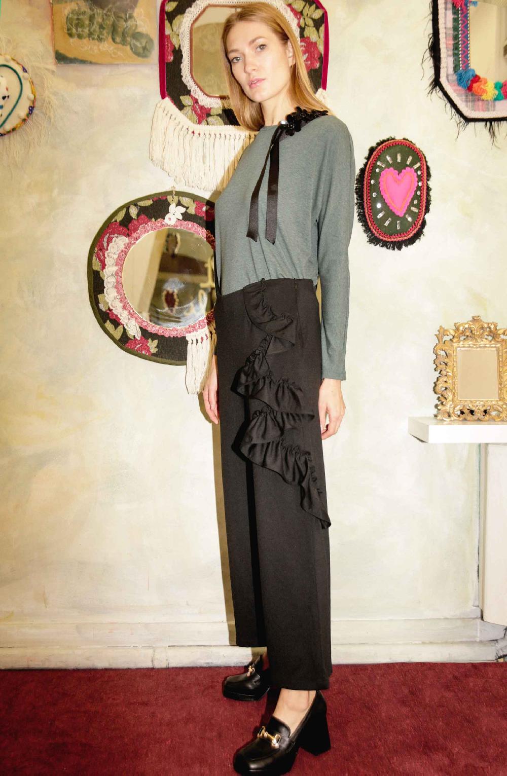 ROSÈ A POIS ZENITSU Pantalone con rouches Grande vendita