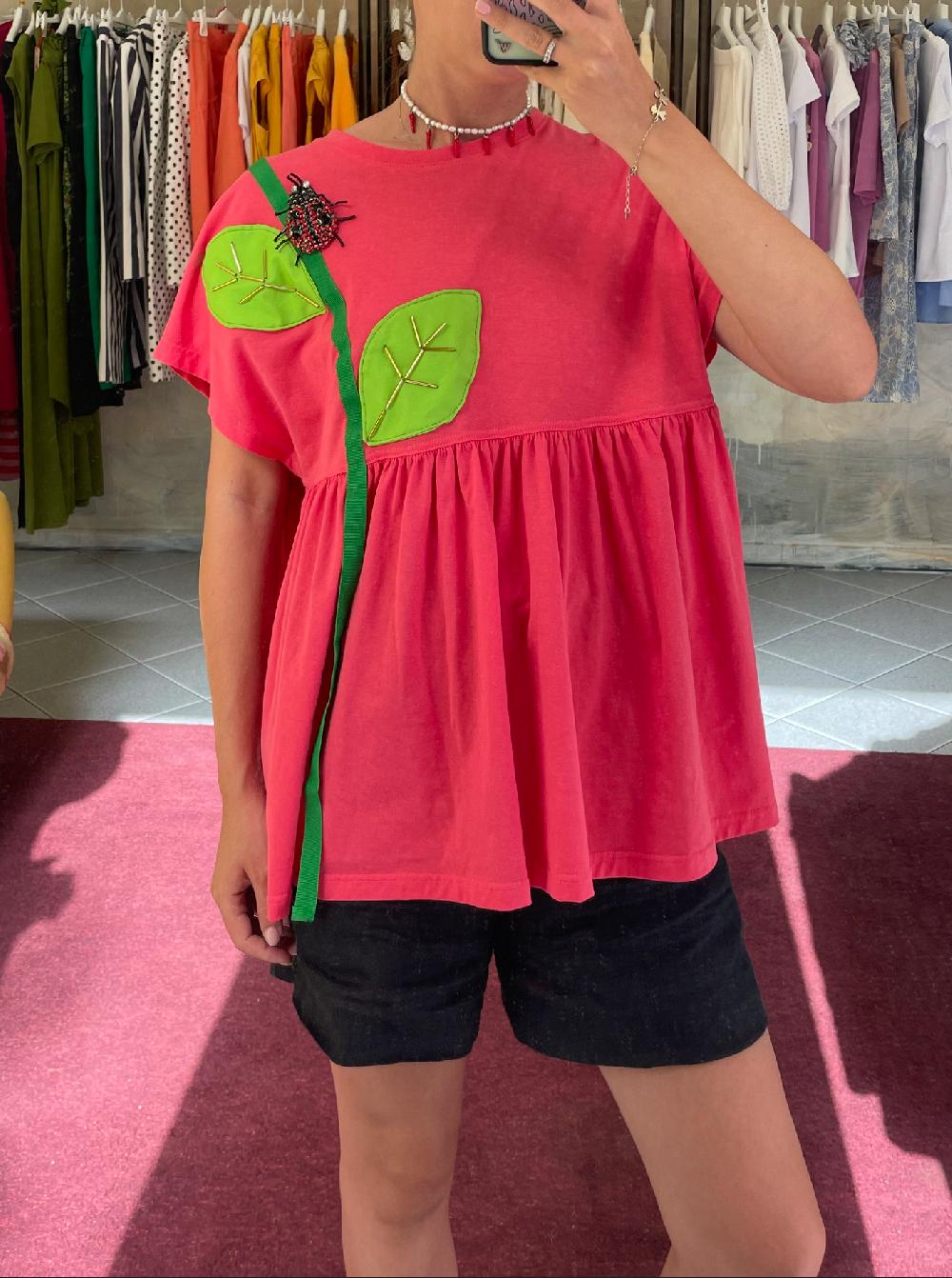 ROSÈ A POIS Fogliolina T-shirt Saldi Di Fabbrica