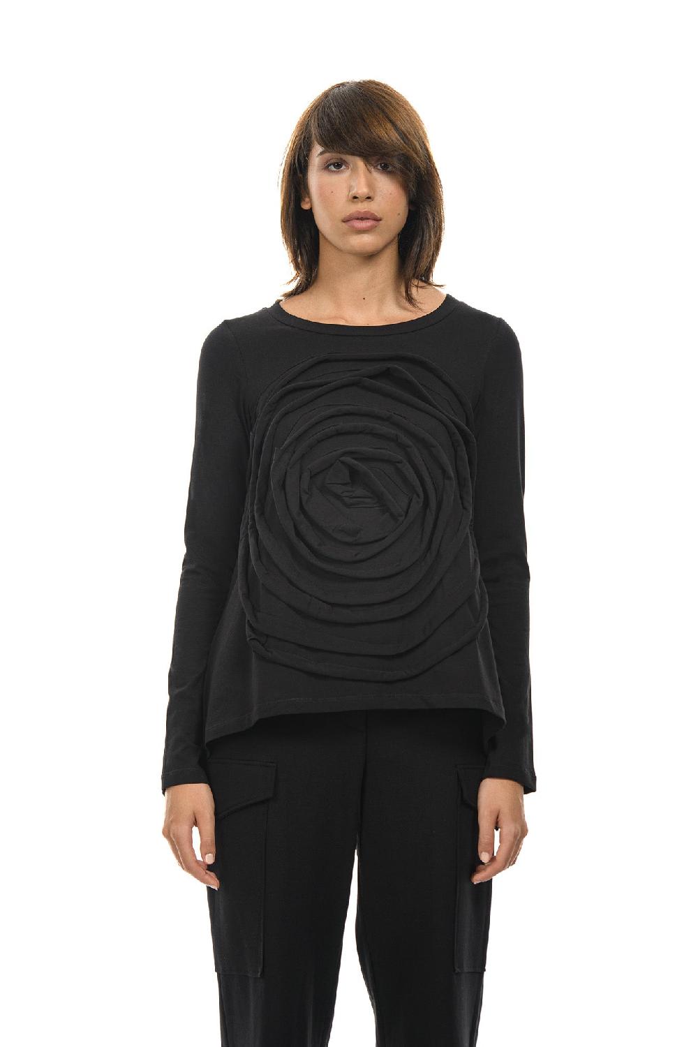 ROSÈ A POIS LEVANTE T-shirt con maxi rosa Promozione Limitata