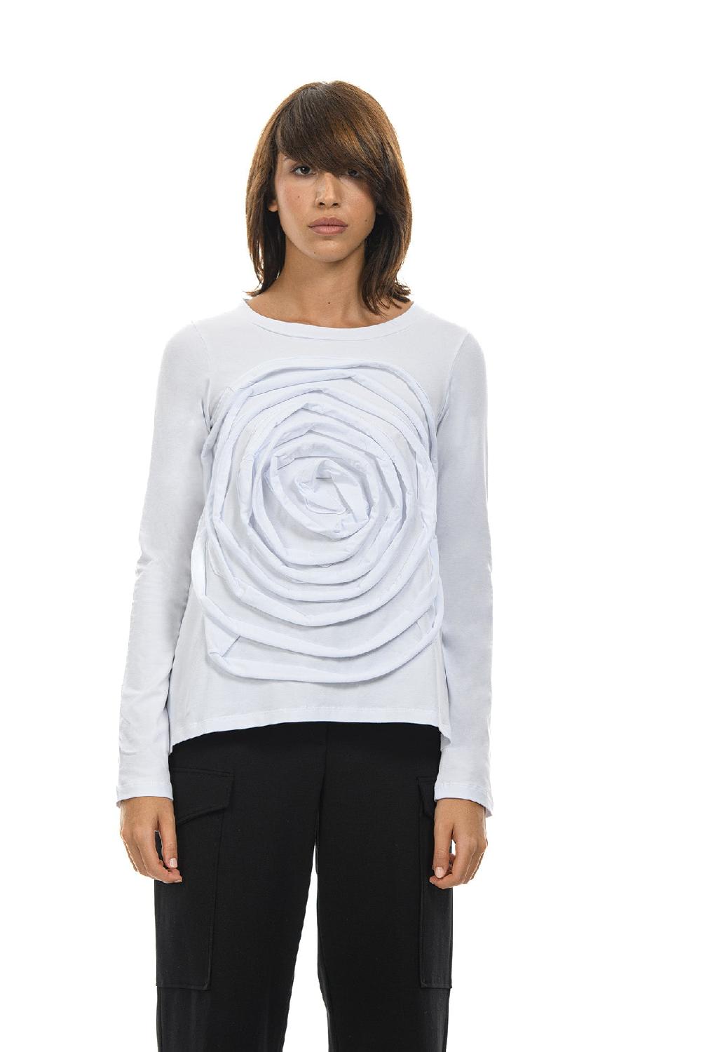 ROSÈ A POIS LEVANTE T-shirt con maxi rosa Promozione Limitata