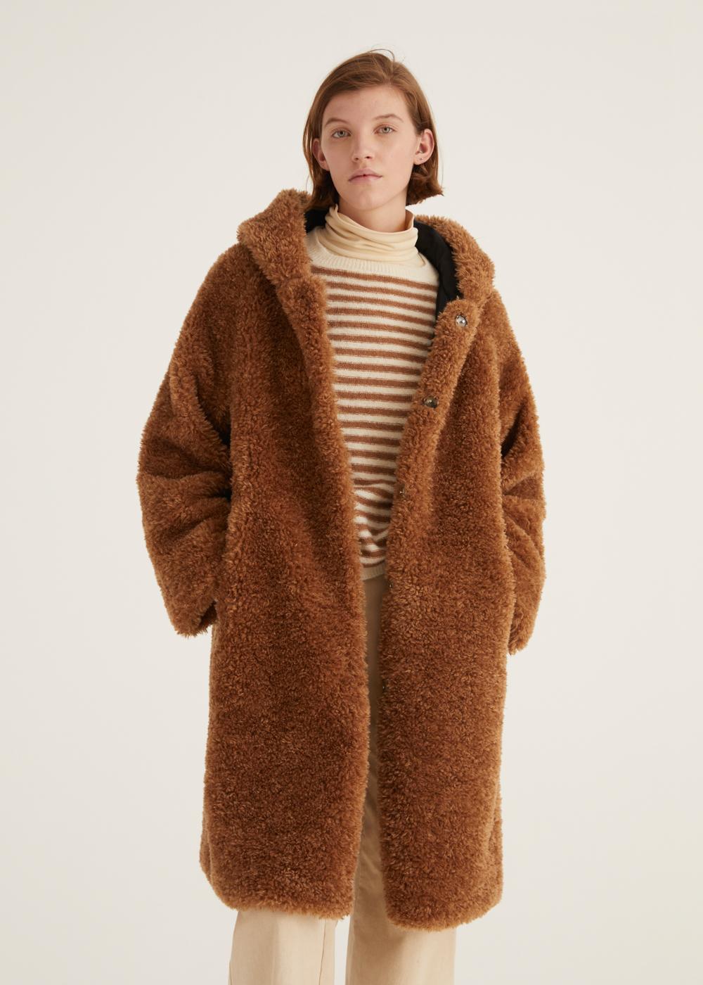 Rosso35 Cappotto reversibile con pelliccia ecologica e cappuccio Promozione temporanea