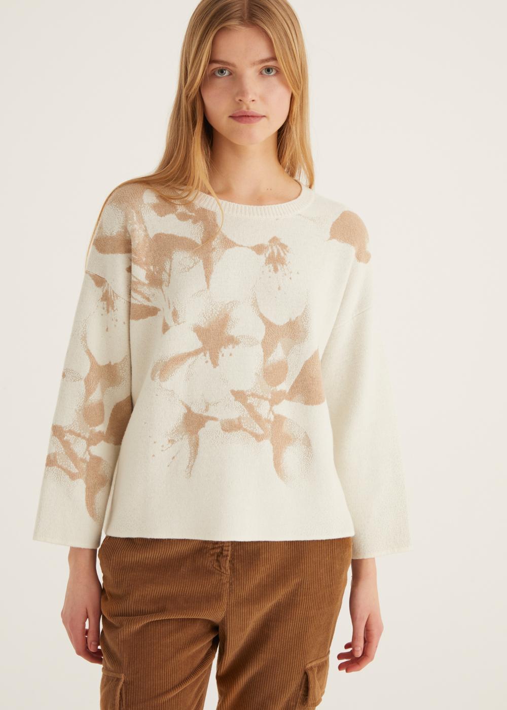 Rosso35 Felpa girocollo con stampa fiore jacquard Qualità