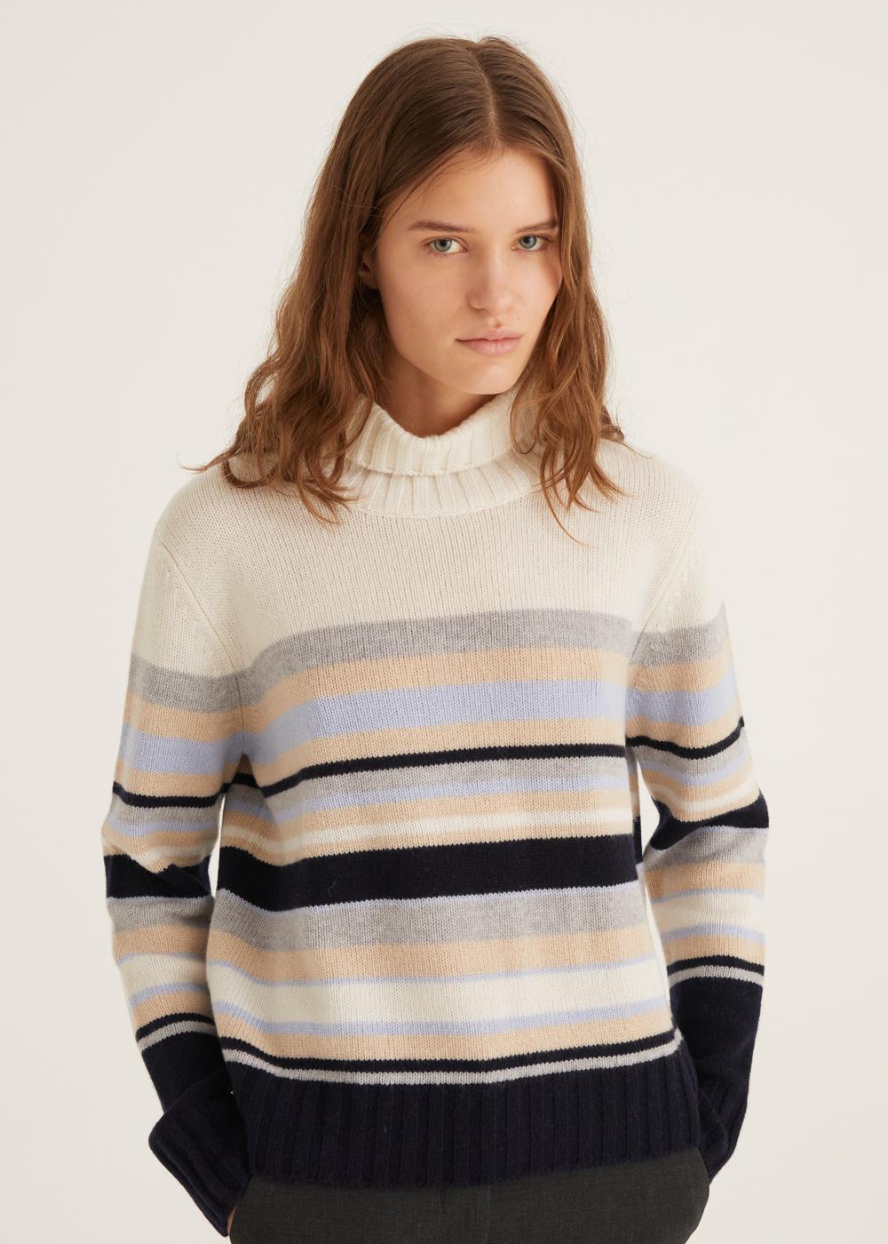 Rosso35 Maglia collo alto con righe multicolor Negozi Online