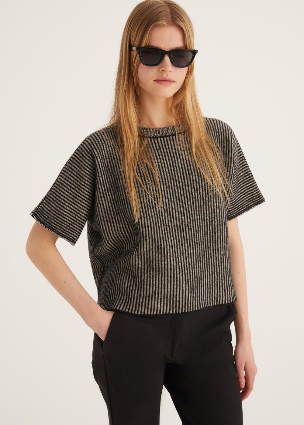 Rosso35 Maglia integrale girocollo manica corta a righe Hotsell