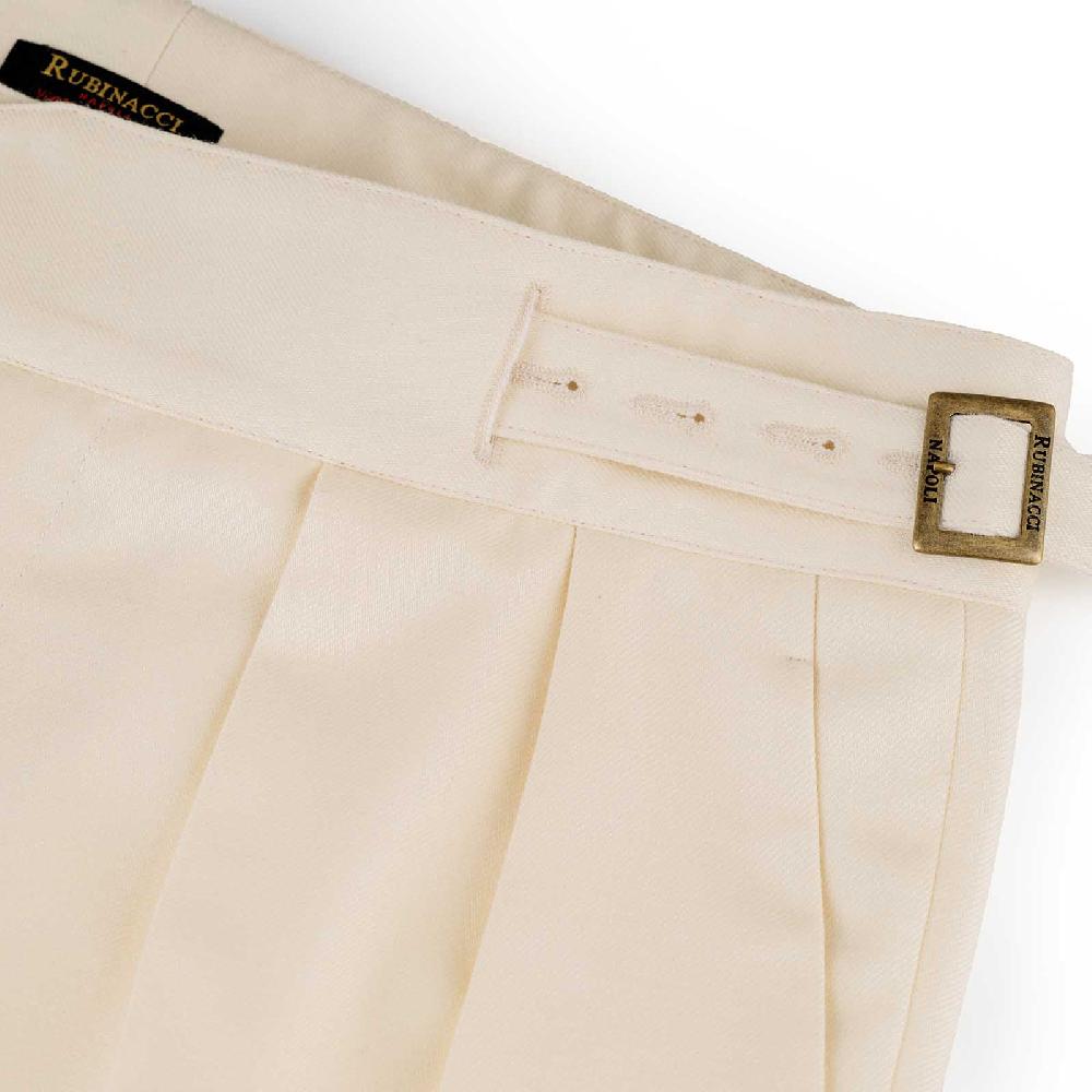 ﻿Rubinacci Vintage archive pantalone Manny in lana e cotone bianco In Vendita