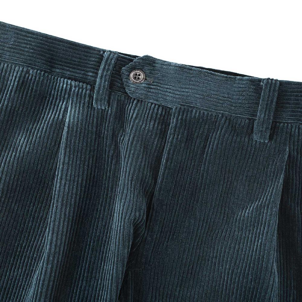 Rubinacci Vintage archive pantalone velluto a coste con pinces ottanio Saldi Di Fabbrica