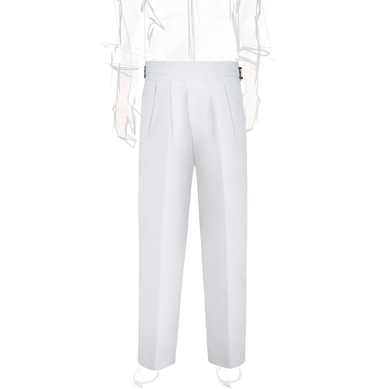 Rubinacci Vintage archive pantalone Manny in cotone bianco