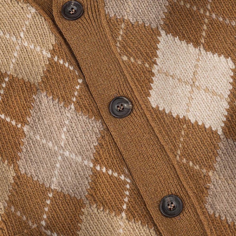 Rubinacci Vintage archive cardigan a rombi in lana tabacco 2025
