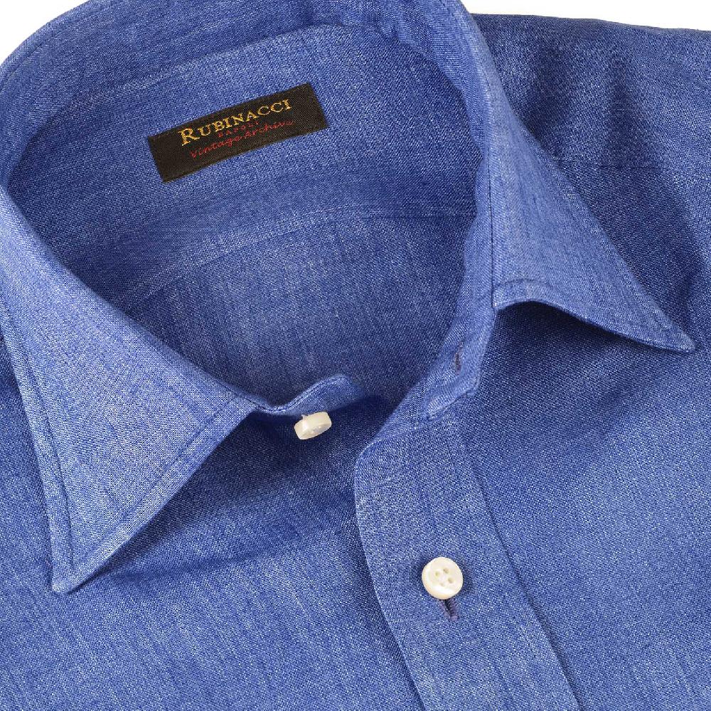 Rubinacci Vintage archive camicia in lino blu In Linea