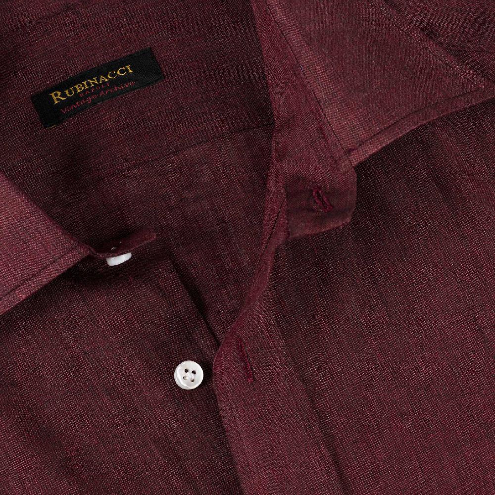 Rubinacci Vintage archive camicia in lino bordeaux Promozione
