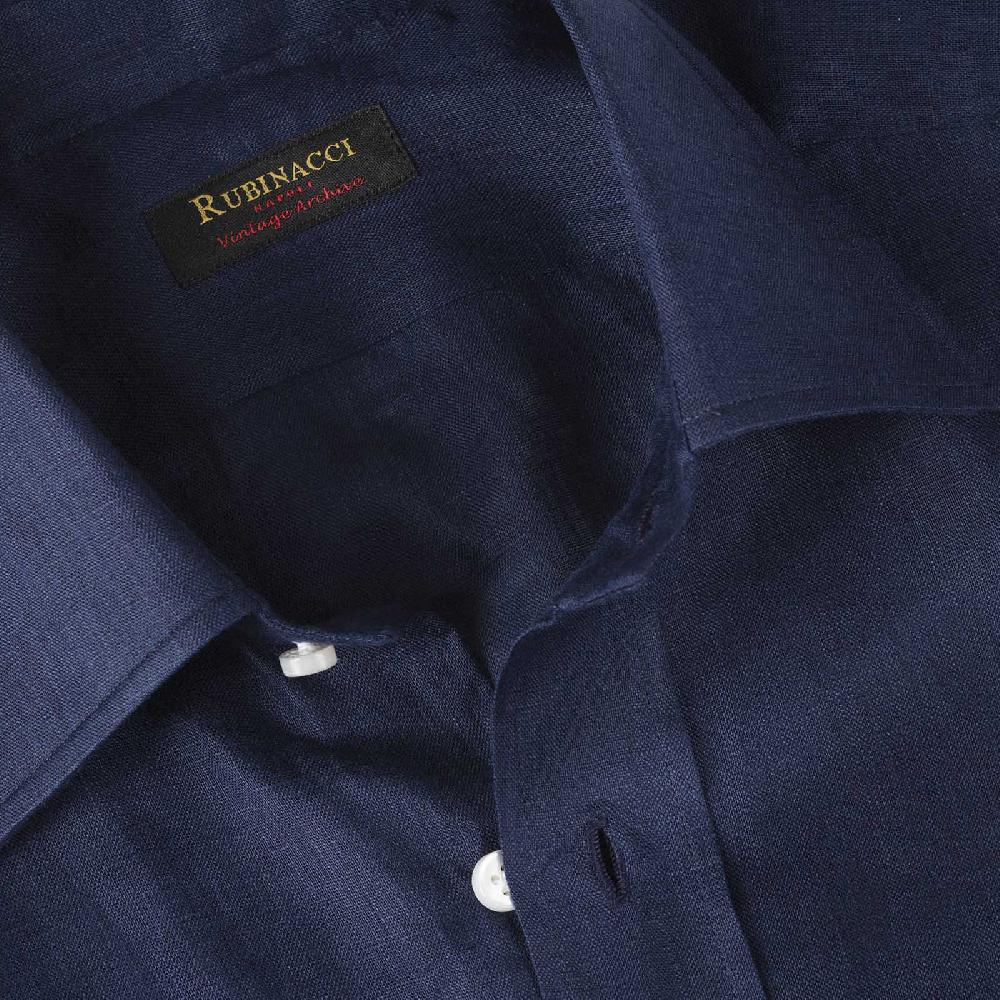 Rubinacci Vintage archive camicia in lino blu Soddisfazione Garantita
