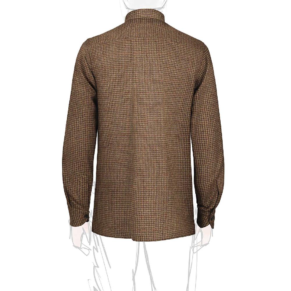 Rubinacci Vintage archive sahariana guru in pied de poule di cashmere nocciola Pezzi Unici